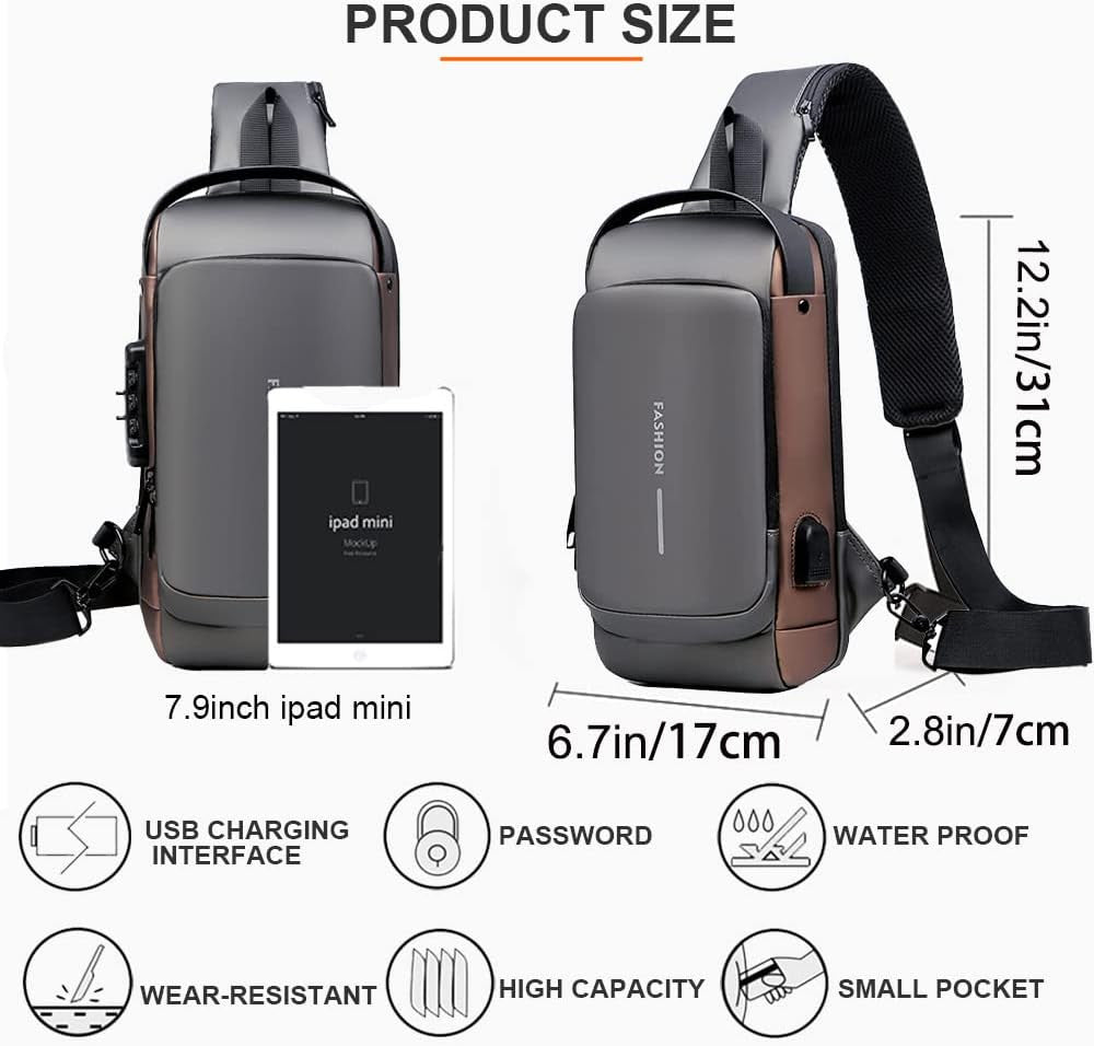 The Rover | Premium Anti-Theft Waterproof Sling Bag (USB Charging Crossbody Chest Pack)
