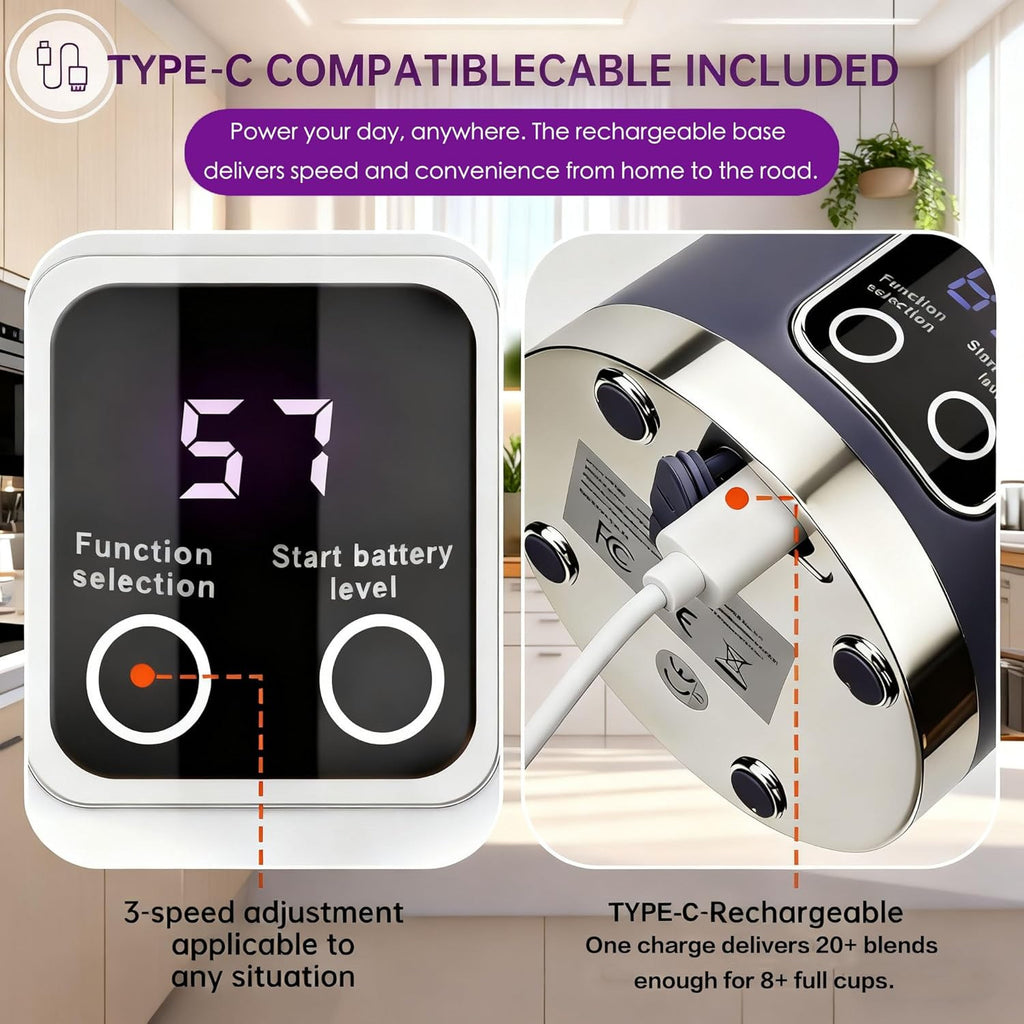 The Cyclone | Premium 12-Blade High-Velocity Portable Juicer Blender (450ML USB-C Rechargeable)